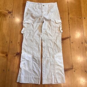 Baby Phat Womens Wide Leg Cargo Pants White Y2K Utility Size 9 Vintage USA